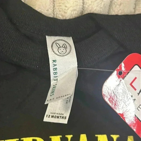 NWT - Rabbit Skins - short  sleeve Nirvana onesie shirt/top. Size 12 months - Picture 4 of 5